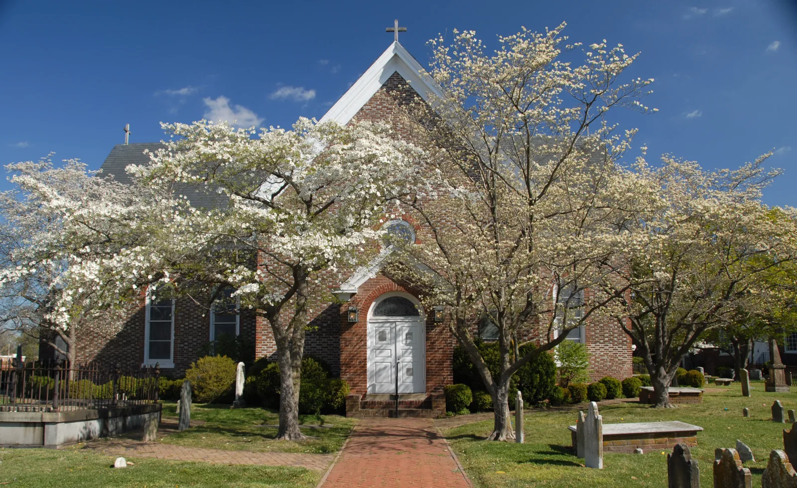 St. John's Church and churchyard in spring