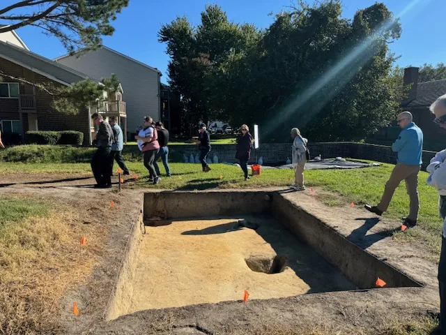 An excavation unit at the second church site during an open house