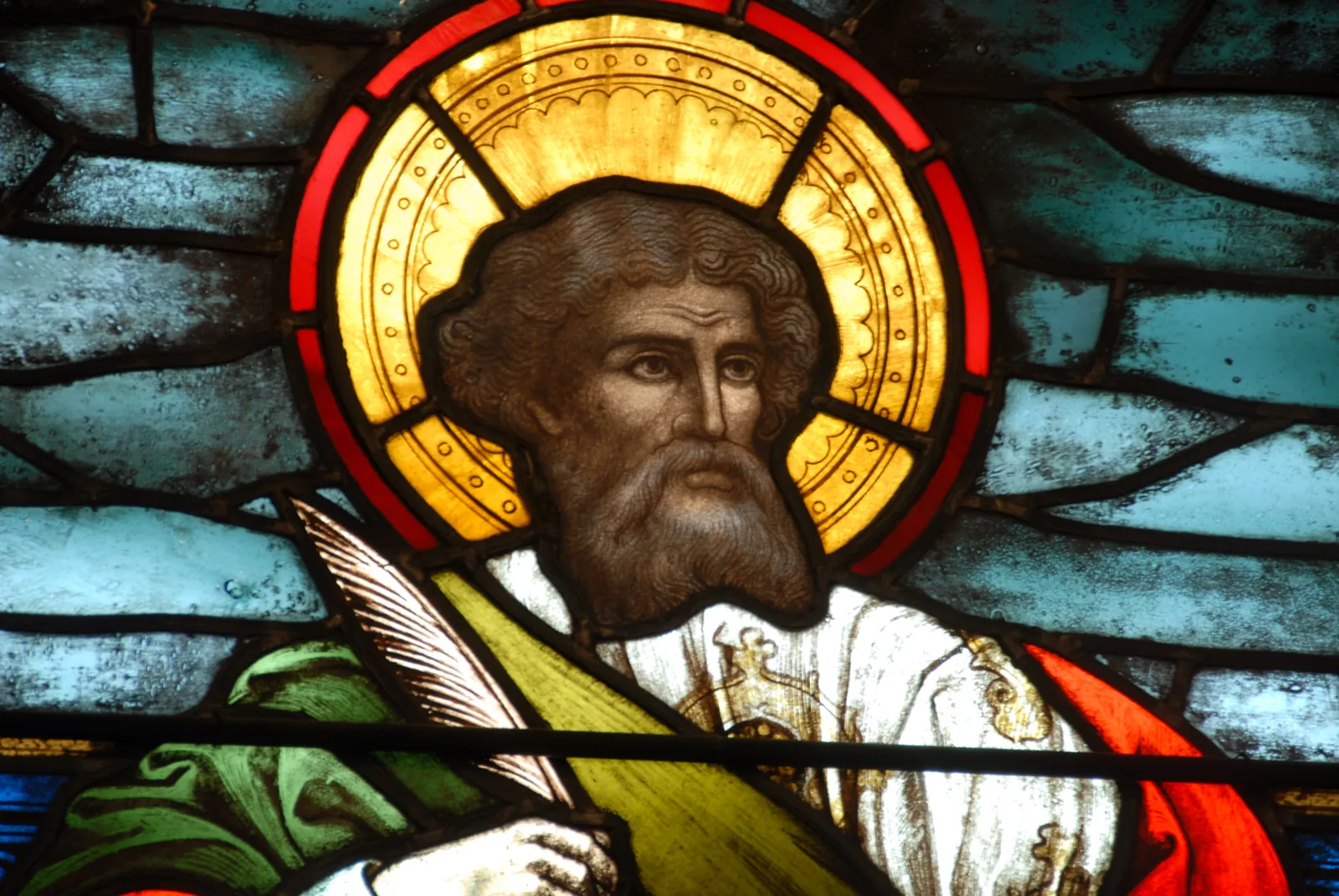 St. Luke in the church's stained glass