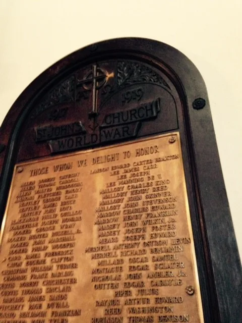 The World War I Honor Roll plaque in the church